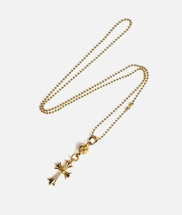 Chrome Hearts 22K Gold Cross With One Gold Ball Charm