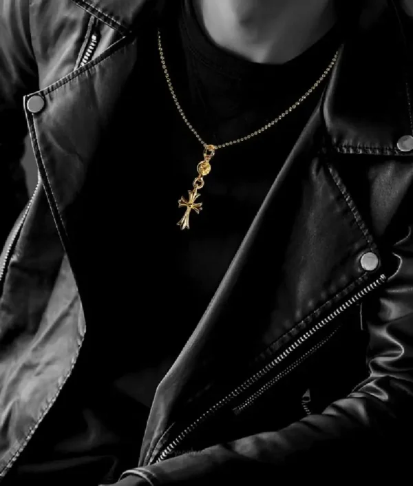Chrome Hearts 22K Gold Cross With One Gold Ball Charm - Image 4