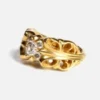 Chrome Hearts 22K Gold Double Floral Ring With 5 Diamonds - Image 2