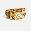 Chrome Hearts 22K Gold Double Floral Ring With 5 Diamonds
