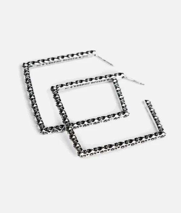 Chrome Hearts CH Plus Square Hoop Earrings