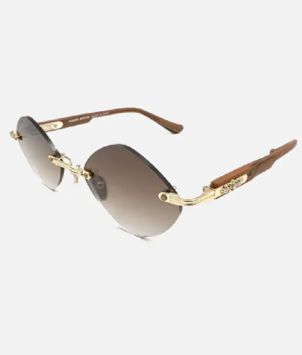 Chrome Hearts Rimmed Diamond Sunglasses Brown - Image 3