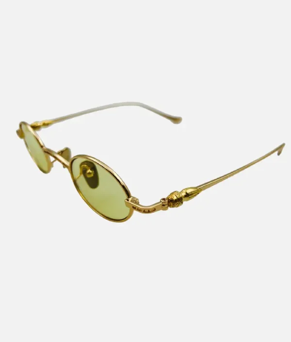 Chrome Hearts Vintage Round Metal Sunglasses Yellow
