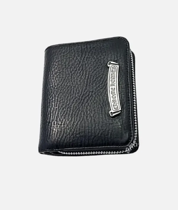 Chrome Hearts Zip Black Leather Wallet